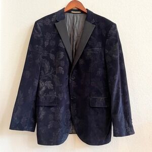 Sand The Red Carpet Copenhagen Blazer‎ Suit Jacket Blue Floral Velour Size 54